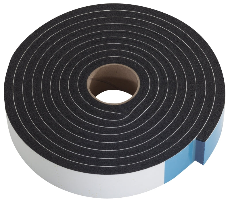 M-D M-D 43154 Weatherstrip Tape, 1-1/4 in W, 3/8 in Thick, 10 ft L, Sponge Rubber, Black