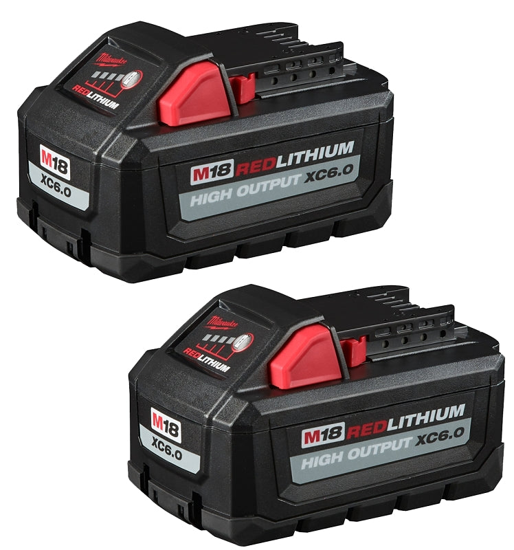MILWAUKEE Milwaukee M18 REDLITHIUM 48-11-1862 Battery Pack, 18 V Battery, 6 Ah, Includes: (2) Batteries