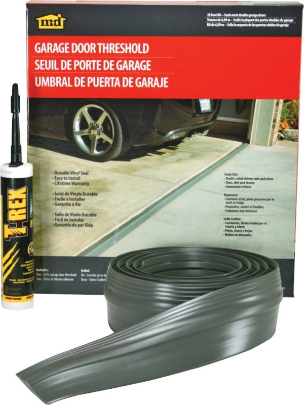 M-D M-D 50101 Garage Door Threshold Kit, 1/2 in Thick, 20 ft L, Vinyl, Gray