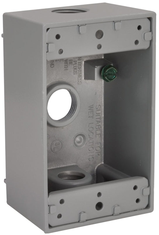 HUBBELL Hubbell 5320-5 Weatherproof Box, 18.3 cu-in, 3-Outlet, 1-Gang, Aluminum, Gray, Powder-Coated ELECTRICAL HUBBELL