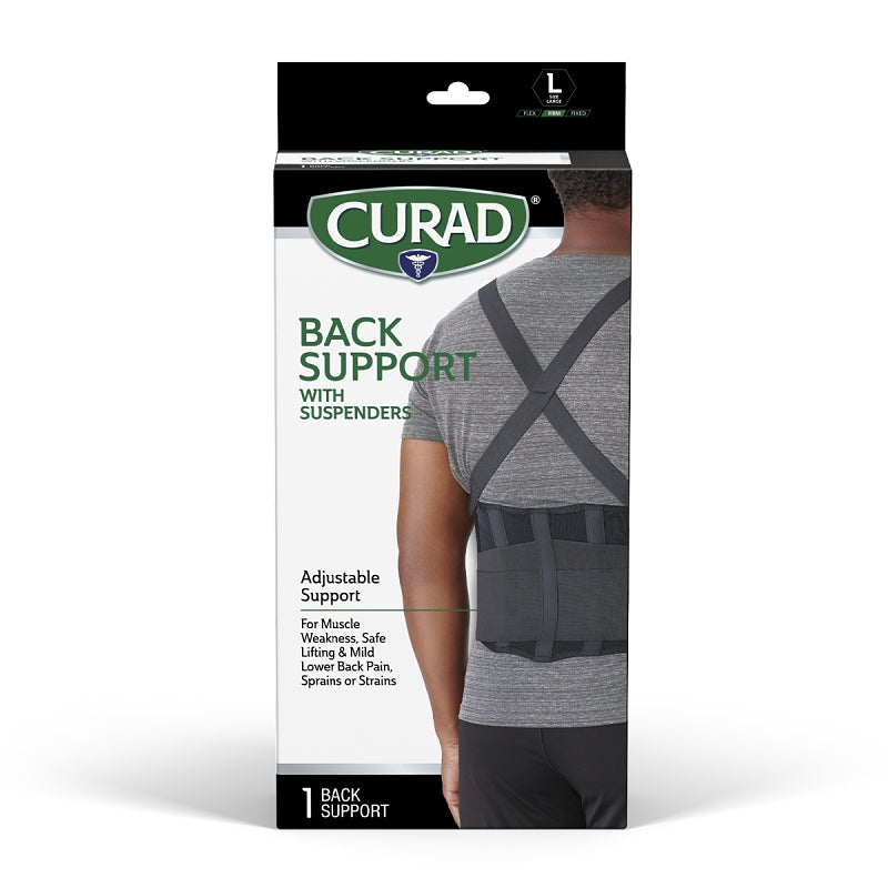 CURAD Curad ORT22200LD Back Support with Suspenders, L, Fits to Waist Size: 34 to 38 in, Hook and Loop CLOTHING, FOOTWEAR & SAFETY GEAR CURAD