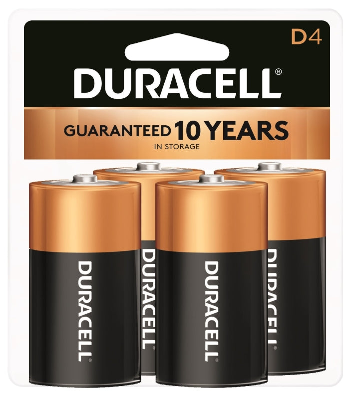 DURACELL Duracell MN1300R4Z Battery, 1.5 V Battery, 14 Ah, D Battery, Alkaline, Manganese Dioxide, Black