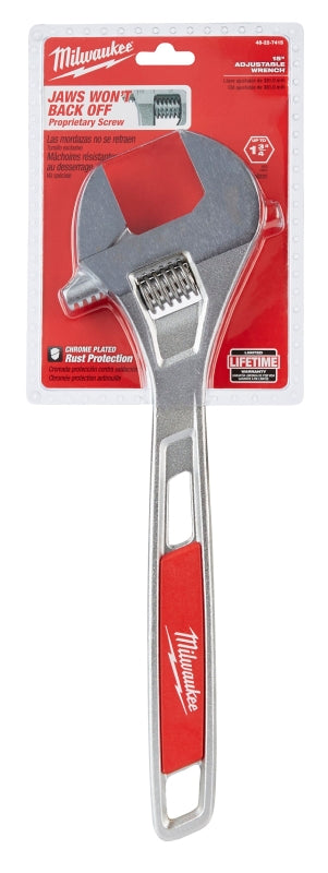 MILWAUKEE Milwaukee 48-22-7415 Adjustable Wrench, 15 in OAL, 1-3/4 in Jaw, Steel, Chrome, Ergonomic Handle TOOLS MILWAUKEE
