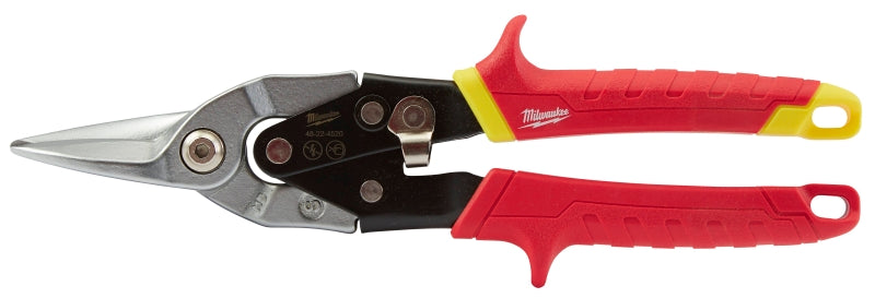 MILWAUKEE Milwaukee 48-22-4530 Aviation Snip, 10 in OAL, 5 in L Cut, Straight Cut, Steel Blade, Ergonomic Handle, Red Handle
