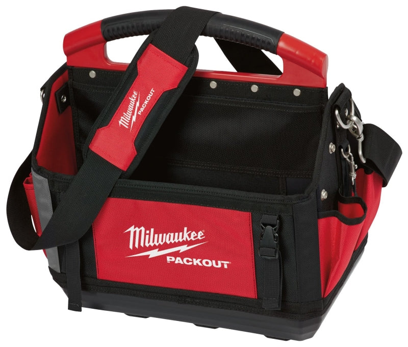 MILWAUKEE Milwaukee PACKOUT 48-22-8315 Tool Tote, 15 in W, 11 in D, 17 in H, 32-Pocket, Polyester, Red TOOLS MILWAUKEE