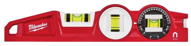MILWAUKEE Milwaukee 48-22-5210 Torpedo Level, 10 in L, 3-Vial, Magnetic, Aluminum, Red