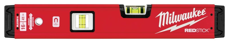 MILWAUKEE Milwaukee REDSTICK Series MLBXM16 Magnetic Box Level, 16 in L, 2-Vial, Magnetic, Aluminum, Red
