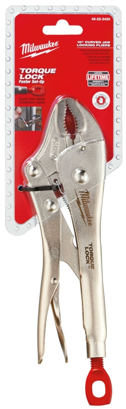 MILWAUKEE Milwaukee Torque Lock 48-22-3420 Locking Plier, 10 in OAL, 2 in Jaw Opening, Red/Silver Handle, Comfort-Grip Handle