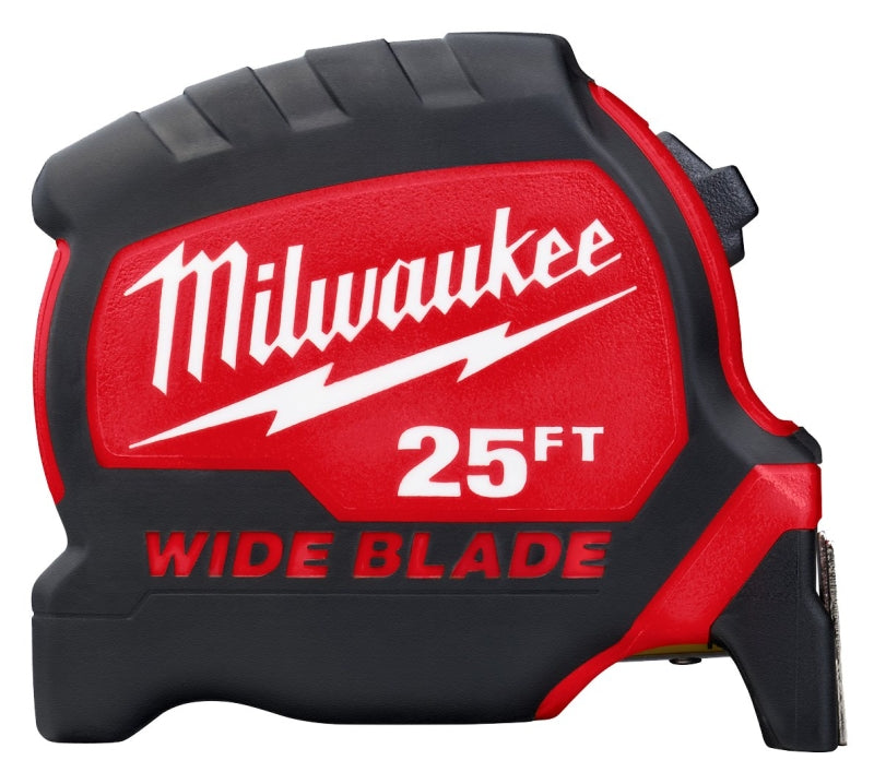 MILWAUKEE Milwaukee 48-22-1225 Tape Measure, Wide Blade, 25 ft L Blade, 1-5/16 in W Blade, Steel Blade, ABS Case, Closed Case ELECTRICAL MILWAUKEE