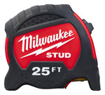 MILWAUKEE Milwaukee STUD Series 48-22-9725 Tape Measure, 25 ft L Blade, 1-5/16 in W Blade, Steel Blade, ABS Case, Black/Red Case TOOLS MILWAUKEE