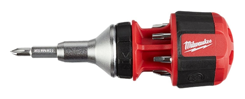 MILWAUKEE Milwaukee 48-22-2330 Ratcheting Multi-Bit Driver, 1/4 in Drive, Hex Drive, 4.55 in OAL, Plastic Handle, Magnetic