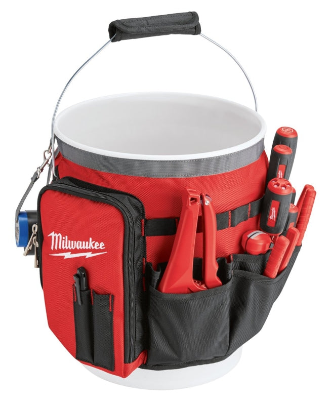 MILWAUKEE Milwaukee 48-22-8175 Bucket Organizer Wrap, 2.17 in W, 10.04 in D, 13.39 in H, 34-Pocket, Nylon, Red TOOLS MILWAUKEE