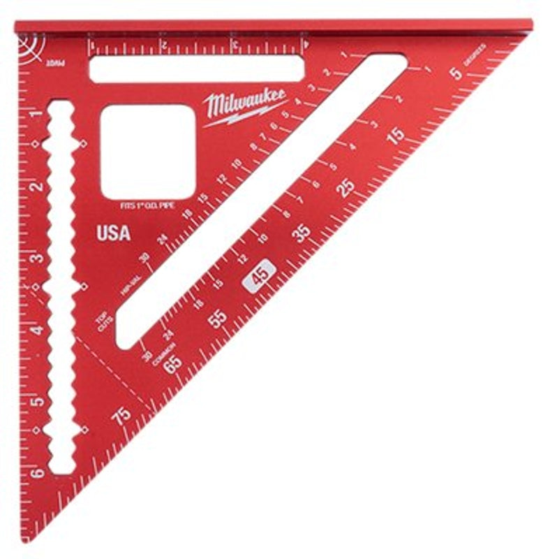 MILWAUKEE Milwaukee MLSQ070 Rafter Square, 1/8 Graduation, Aluminum, 7-1/4 in L, 1-1/4 in W TOOLS MILWAUKEE