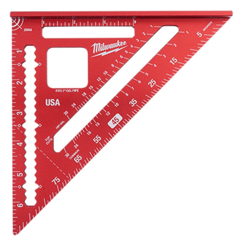 MILWAUKEE Milwaukee MLSQM070 Magnetic Rafter Square, 1/8 in, Aluminum, 7-1/4 in L, 7-1/4 in W TOOLS MILWAUKEE