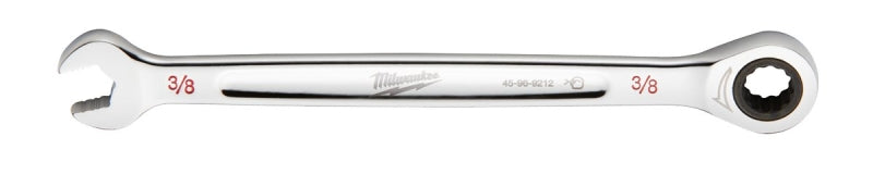 MILWAUKEE Milwaukee 45-96-9212 Ratcheting Combination Wrench, SAE, 3/8 in Head, 6-1/2 in L, 12-Point, Steel, Chrome TOOLS MILWAUKEE