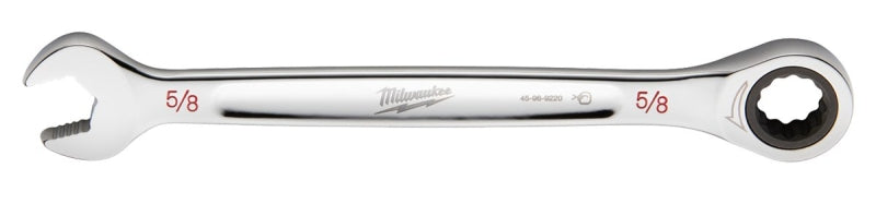 MILWAUKEE Milwaukee 45-96-9220 Ratcheting Combination Wrench, SAE, 5/8 in Head, 8.58 in L, 12-Point, Steel, Chrome TOOLS MILWAUKEE