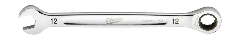 MILWAUKEE Milwaukee 45-96-9312 Ratcheting Combination Wrench, Metric, 12 mm Head, 7.03 in L, 12-Point, Steel, Chrome