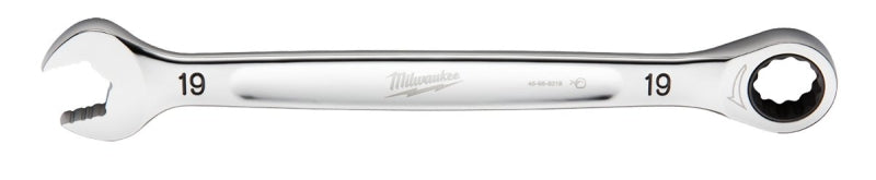 MILWAUKEE Milwaukee 45-96-9319 Ratcheting Combination Wrench, Metric, 19 mm Head, 10.14 in L, 12-Point, Steel, Chrome TOOLS MILWAUKEE