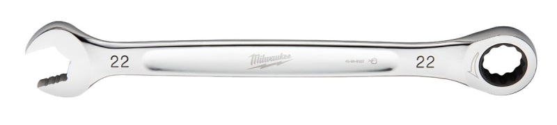 MILWAUKEE Milwaukee 45-96-9322 Ratcheting Combination Wrench, Metric, 22 mm Head, 11.93 in L, 12-Point, Steel, Chrome TOOLS MILWAUKEE
