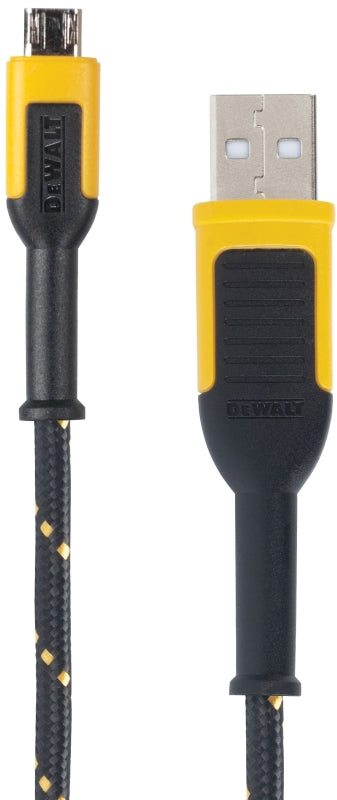 DEWALT DEWALT 131 1322 DW2 Charger Cable, USB, USB-A, Kevlar Fiber Sheath, Black/Yellow Sheath, 6 ft L ELECTRICAL DEWALT