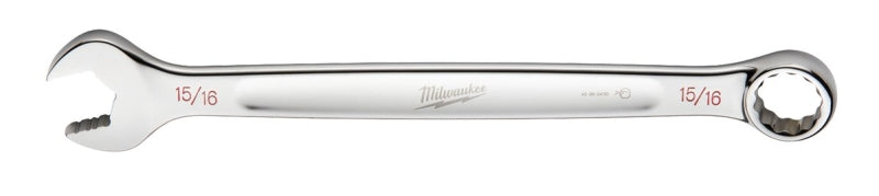 MILWAUKEE Milwaukee 45-96-9430 Combination Wrench, SAE, 15/16 in Head, 12.4 in L, 12-Point, Steel, Chrome TOOLS MILWAUKEE