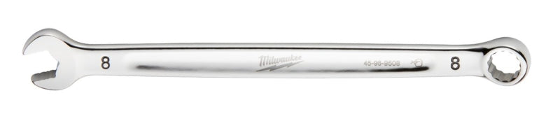 MILWAUKEE Milwaukee 45-96-9508 Combination Wrench, Metric, 8 mm Head, 5.51 in L, 12-Point, Steel, Chrome