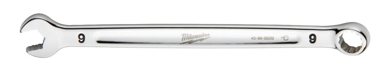 MILWAUKEE Milwaukee 45-96-9509 Combination Wrench, Metric, 9 mm Head, 5.91 in L, 12-Point, Steel, Chrome