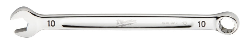 MILWAUKEE Milwaukee 45-96-9510 Combination Wrench, Metric, 10 mm Head, 6.22 in L, 12-Point, Steel, Chrome