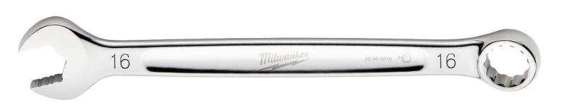 MILWAUKEE Milwaukee 45-96-9516 Combination Wrench, Metric, 16 mm Head, 8.27 in L, 12-Point, Steel, Chrome