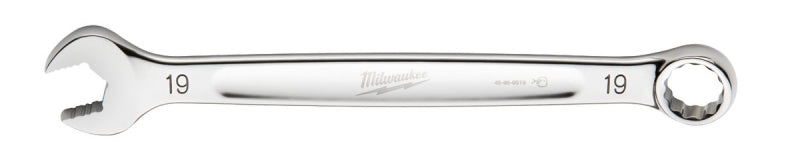 MILWAUKEE Milwaukee 45-96-9519 Combination Wrench, Metric, 19 mm Head, 9.84 in L, 12-Point, Steel, Chrome