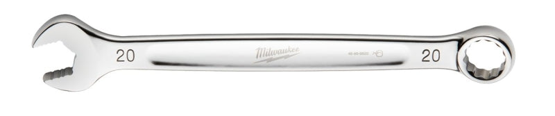 MILWAUKEE Milwaukee 45-96-9520 Combination Wrench, Metric, 20 mm Head, 10.31 in L, 12-Point, Steel, Chrome