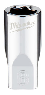 MILWAUKEE Milwaukee 45-34-9034 Socket, 8 mm Socket, Standard Socket, 4.921 in OAL, 1/4 in Drive, 6-Point, Chrome Vanadium Steel