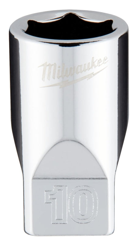 MILWAUKEE Milwaukee 45-34-9036 Socket, 10 mm Socket, Standard Socket, 4.921 in OAL, 1/4 in Drive, 6-Point, Chrome Vanadium Steel
