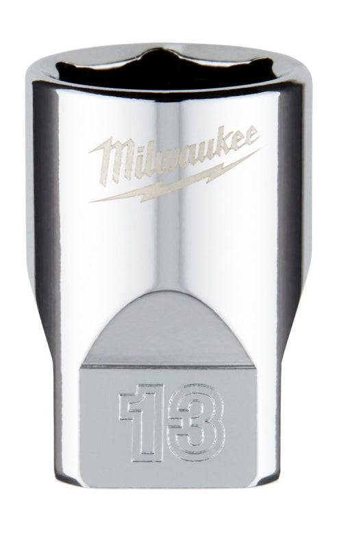 MILWAUKEE Milwaukee 45-34-9039 Socket, 13 mm Socket, Standard Socket, 4.921 in OAL, 1/4 in Drive, 6-Point, Chrome Vanadium Steel TOOLS MILWAUKEE