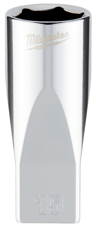 MILWAUKEE Milwaukee 45-34-9053 Socket, 15 mm Socket, Deep Socket, 2.559 in OAL, 1/4 in Drive, 6-Point, Chrome Vanadium Steel
