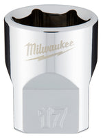 MILWAUKEE Milwaukee 45-34-9087 Socket, 17 mm Socket, Standard Socket, 3.543 in OAL, 3/8 in Drive, 6-Point, Chrome Vanadium Steel