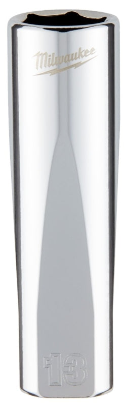 MILWAUKEE Milwaukee 45-34-0013 Drive Socket, 13 mm Socket, 3/8 in Drive, 6-Point, Vanadium Steel, Chrome