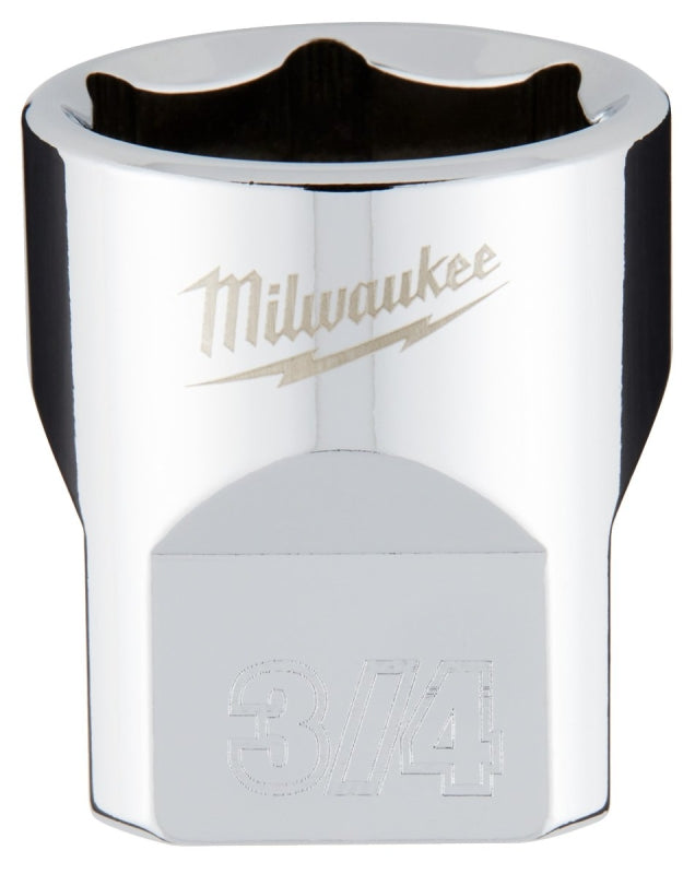 MILWAUKEE Milwaukee 45-34-9068 Socket, 3/4 in Socket, Standard Socket, 3.543 in OAL, 3/8 in Drive, 6-Point, Chrome Vanadium Steel TOOLS MILWAUKEE