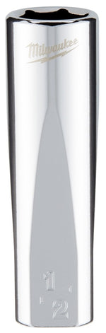 MILWAUKEE Milwaukee 45-35-5000 Socket, 1/2 in Socket, Deep Socket, 3.543 in OAL, 3/8 in Drive, 6-Point, Chrome Vanadium Steel