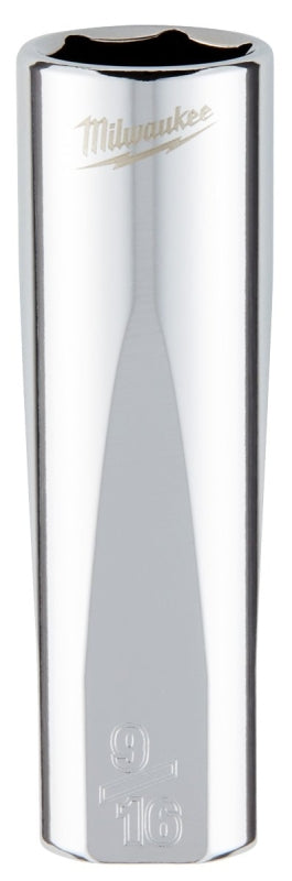 MILWAUKEE Milwaukee 45-34-5625 Socket, 9/16 in Socket, Deep Socket, 3.543 in OAL, 3/8 in Drive, 6-Point, Chrome Vanadium Steel TOOLS MILWAUKEE