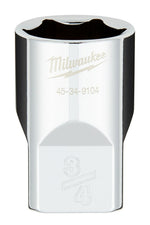 MILWAUKEE Milwaukee 45-34-9104 Socket, 3/4 in Socket, Standard Socket, 1.02 in OAL, 1/2 in Drive, 6-Point, Chrome Vanadium Steel TOOLS MILWAUKEE