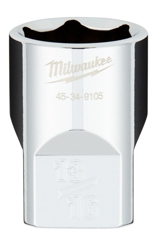 MILWAUKEE Milwaukee 45-34-9105 Socket, 13/16 in Socket, Standard Socket, 1.1 in OAL, 1/2 in Drive, 6-Point, Chrome Vanadium Steel