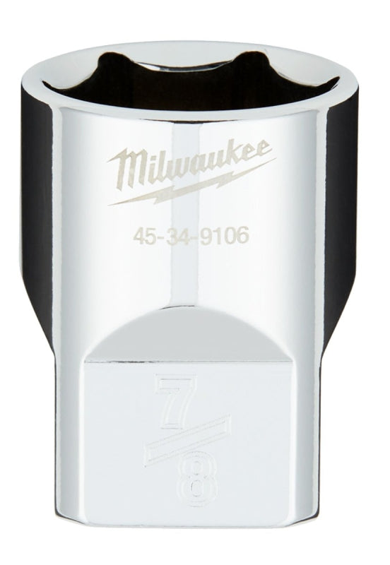 MILWAUKEE Milwaukee 45-34-9106 Socket, 7/8 in Socket, Standard Socket, 1.18 in OAL, 1/2 in Drive, 6-Point, Chrome Vanadium Steel TOOLS MILWAUKEE