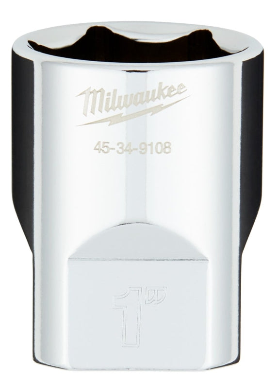 MILWAUKEE Milwaukee 45-34-9108 Socket, 1 in Socket, 1/2 in Drive, 6-Point, Chrome Vanadium Steel, Chrome