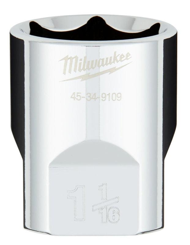 MILWAUKEE Milwaukee 45-34-9109 Socket, 1-1/16 in Socket, 1/2 in Drive, 6-Point, Chrome Vanadium Steel, Chrome