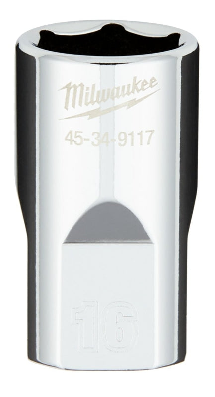 MILWAUKEE Milwaukee 45-34-9117 Socket, 16 mm Socket, Standard Socket, 1/2 in Drive, 6-Point, Chrome Vanadium Steel, Chrome TOOLS MILWAUKEE