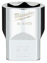 MILWAUKEE Milwaukee 45-34-9123 Socket, 22 mm Socket, 1/2 in Drive, 6-Point, Chrome Vanadium Steel, Chrome