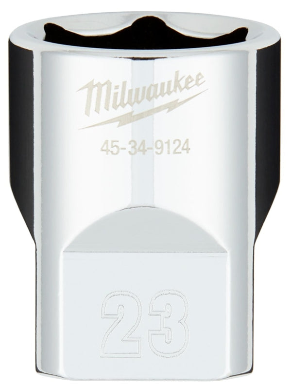 MILWAUKEE Milwaukee 45-34-9124 Socket, 23 mm Socket, 1/2 in Drive, 6-Point, Chrome Vanadium Steel, Chrome TOOLS MILWAUKEE