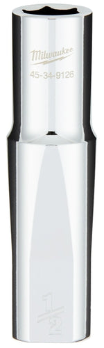 MILWAUKEE Milwaukee 45-34-9126 Socket, 1/2 in Socket, Deep Socket, 0.95 in OAL, 1/2 in Drive, 6-Point, Chrome Vanadium Steel