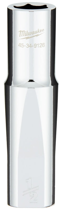 MILWAUKEE Milwaukee 45-34-9126 Socket, 1/2 in Socket, Deep Socket, 0.95 in OAL, 1/2 in Drive, 6-Point, Chrome Vanadium Steel